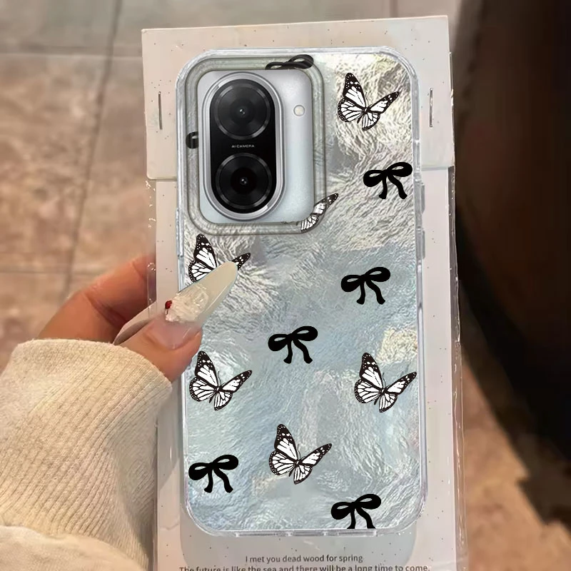 

For Redmi 14C 13C A3 Pro A3X 13 10 9A 9C 9 A2 A1 4G Phone Case Black Butterfly Bow Vortex Pattern Shock Protection Hard Shells