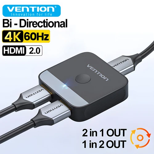 Vention nuevo interruptor divisor HDMI 2,0 2 en 1 4K @ 60Hz HDMI convertidor conmutador bidireccional adaptador de Monitor para PS5 Xbox Laptop