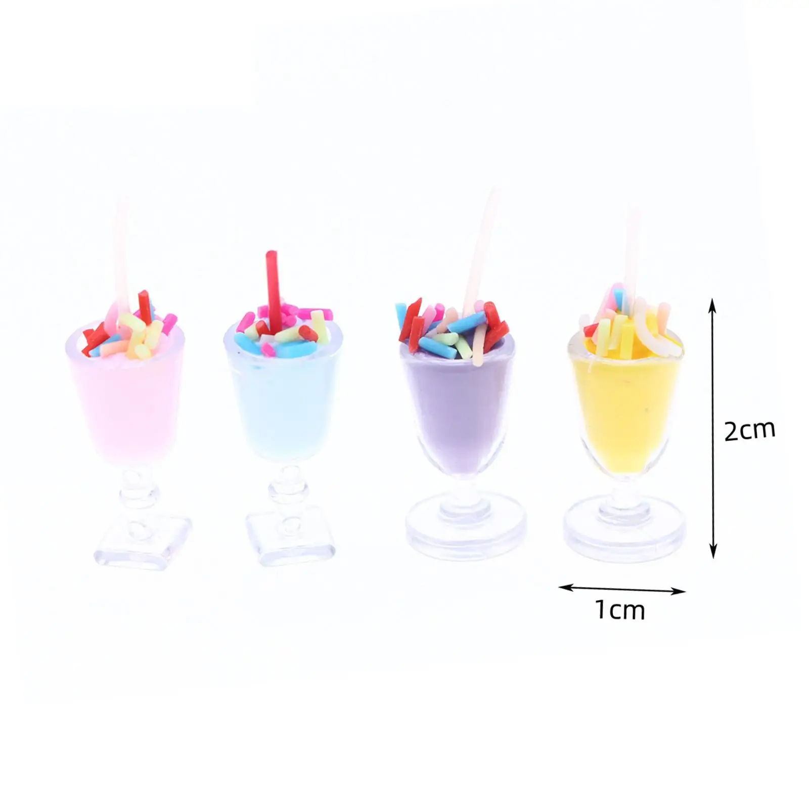 4 Pieces 1/12 Dollhouse Ice Cream Dessert Adornment Toy for Building Fairy Garden Railway Station Model Train DIY Scenery