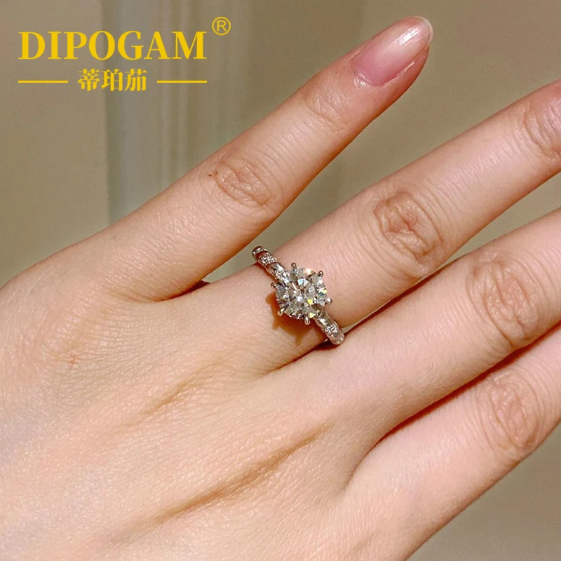 

DIPOGAM Retro brushed wrapped diamond ring 925 sterling silver high-end jewelry moissanite gemstone women's wedding gift ring