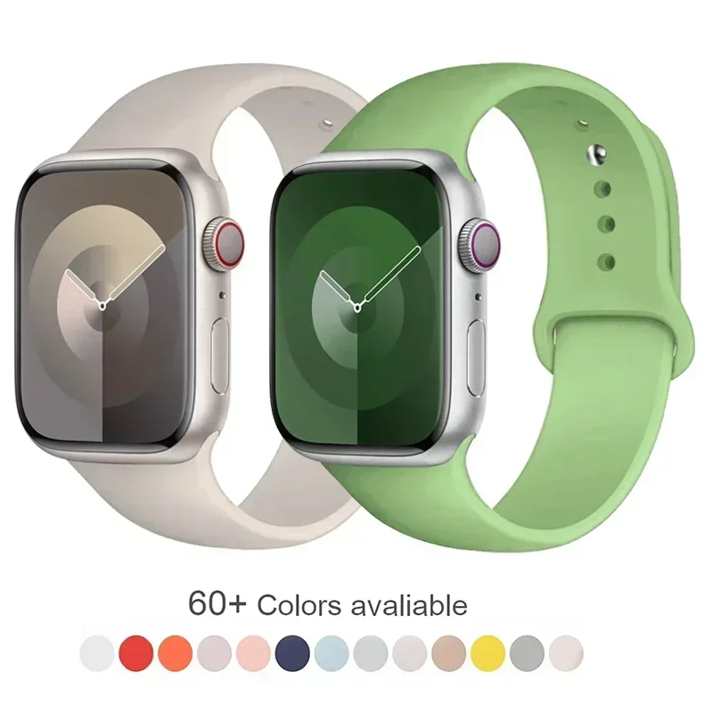 

Ремешок силиконовый спортивный для Apple Watch, браслет для iwatch Series 9 8 7 6 5 4 3SE Ultra 2 correa, 49 мм 44 мм 45 мм 40 мм 41 мм 42 мм 38 мм