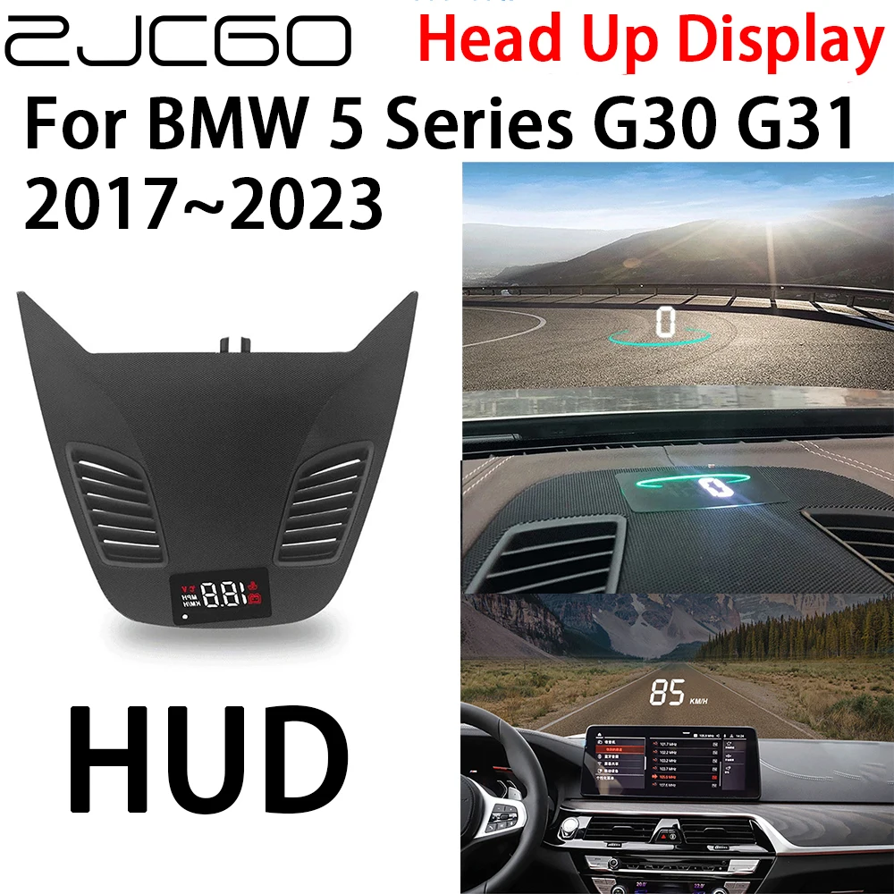 ZJCGO Car HUD Head Up Display Speedometer Projector Alarm Electronic Accessories for BMW 5 Series G30 G31 2017~2023