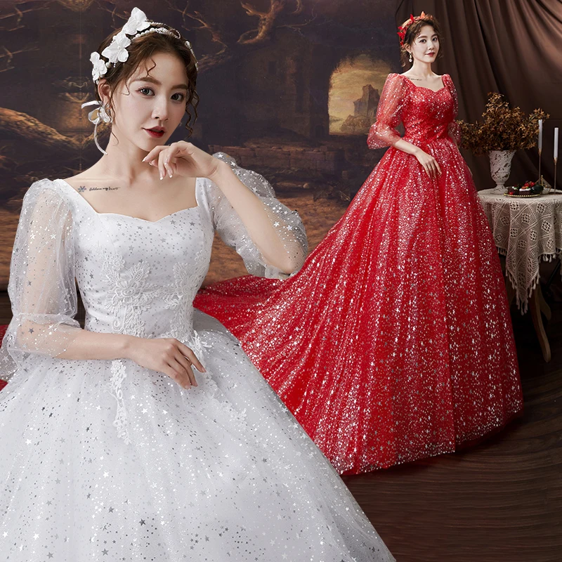 

Red Princess Style Wedding Dress 2026 New Simple Elegant One Shoulder Long Tail Dragging System Fairy Tale Dreamy Starry Nigh...