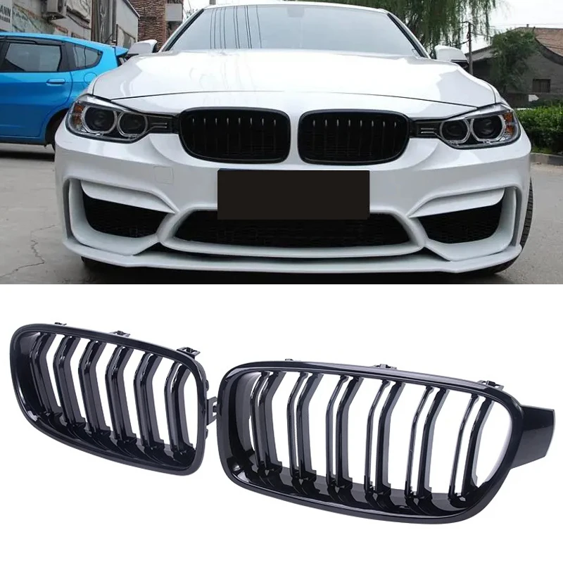 

Car Front Grille Gloss Black Dual Line Kidney Grilles For BMW 3 Series F30 F31 F35 335i 320d 328i 320i 318i 330i 340i 2013-2019