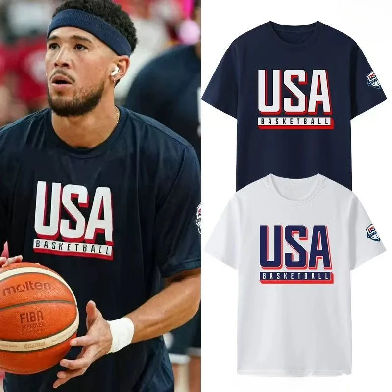 2022 Kurzarm-Basketball-Weltmeisterschaft USA Durant James Sport-T-Shirt Sommer trendige Marke