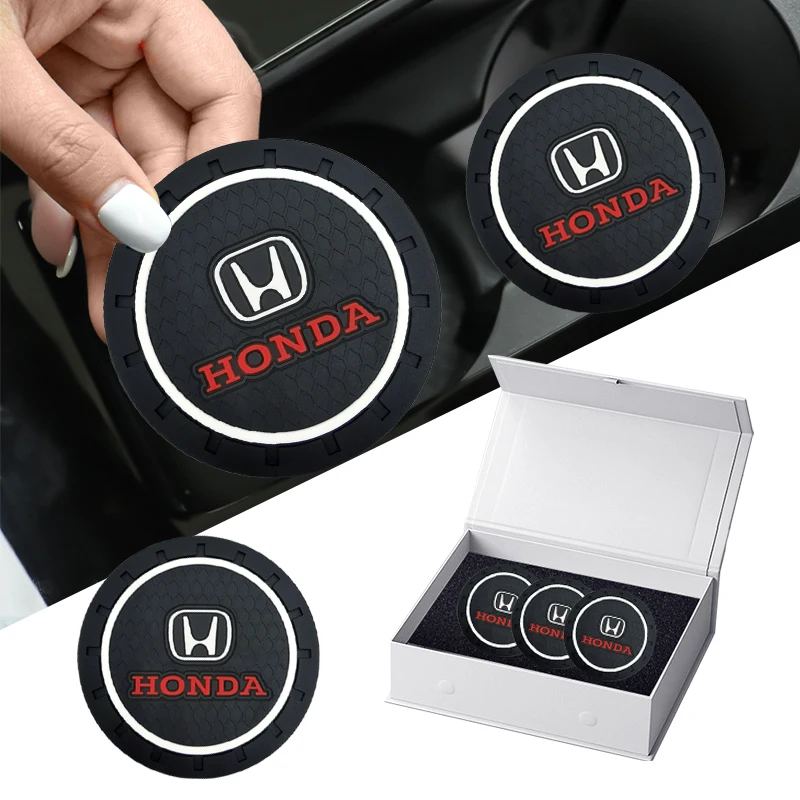 Car Logo Coaster Water Cup Bottle Holder Mat Anti-Slip Pad For Honda Civic 8 2006 2007 2008 2009 CBR1000RR CBR 1000 RR 2008-2013