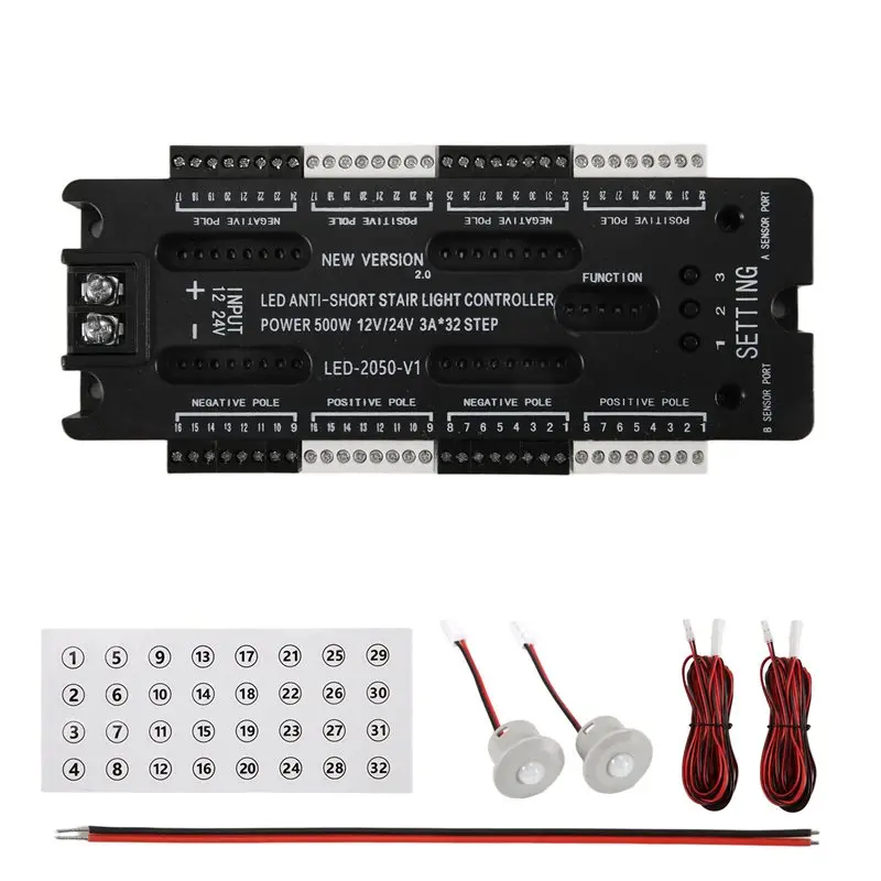 [NEWA64Z!】 4X For Stairs Flexible Strip Indoor LED Motion Sensor 32 Channels Adjustable Brightness DC 12V 24V
