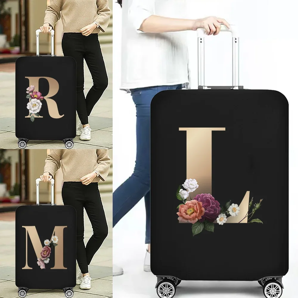 Luggage Protective Cover Dust Cover Anti-Scratch Portable Gold Letter Pattern Suitcase Trunk Holders Case Travel Accessories