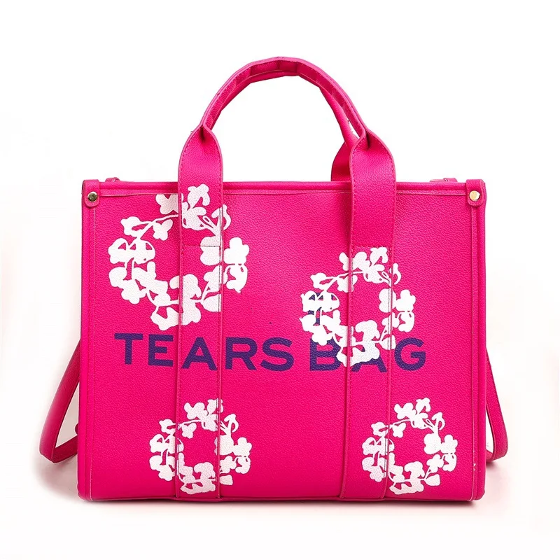 

2025 New! Dopamine Rainbow Pleated Tote - Monogram Print, Large Capacity, Trendy Crossbody