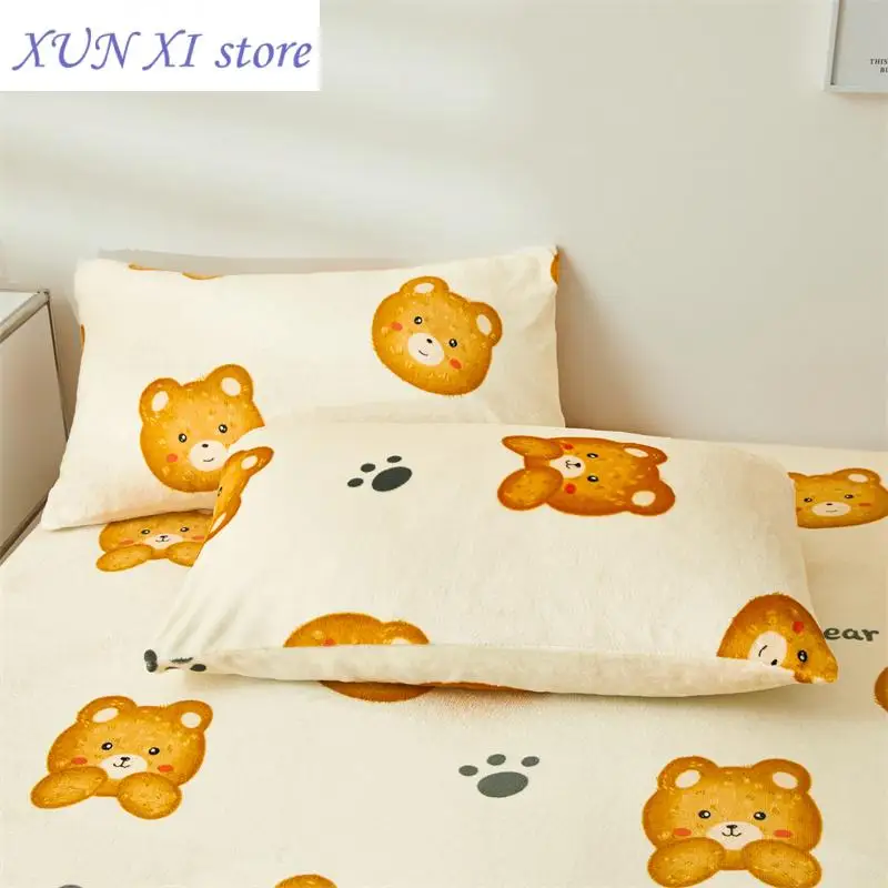 New Cartoon Style Pillowcase Velvet Pillow Covers 2pcs Pillowslip funda almohada 48x74cm Cushion Cover Warm Pillow Cases