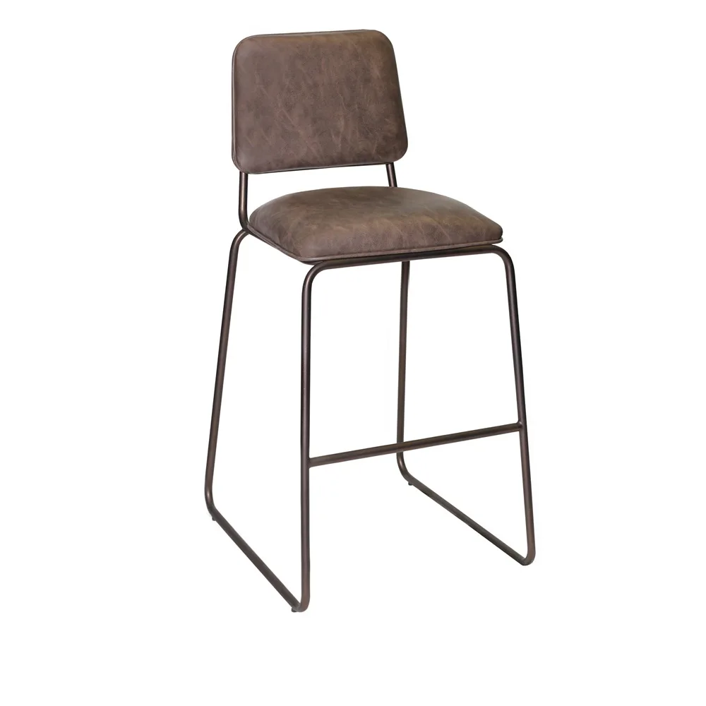 Counter Stool - Brown 24″ Seat Height Bar Stool Shaped Seat Makes Strong Fully Welded Frame Conference Office Chair