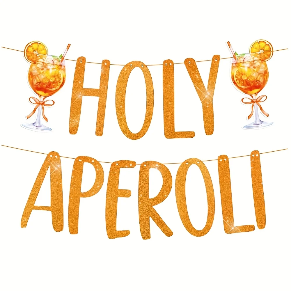 Aperol Decor Orange Girlande Banner Glitzer Wand Decor for Birthday JGA Sommer Beach Party Junggesellenabschied Fasching Karneva