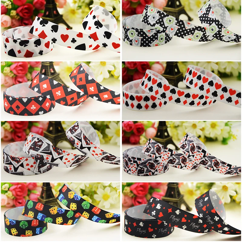 

16 мм, 22 мм, 25 мм, 38 мм, 50 мм, 75 мм, лента POKER & Magic с мультяшным принтом в репсовую ленту для бантов для волос своими руками, украшение для подарка на вечеринку, 50 ярдов