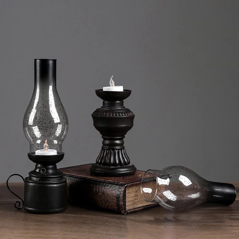 Retro Oil Lamp Craft Battery Operated Vintage Lamp Decor for Room Garden Outdoor Photography Props Family Dinner