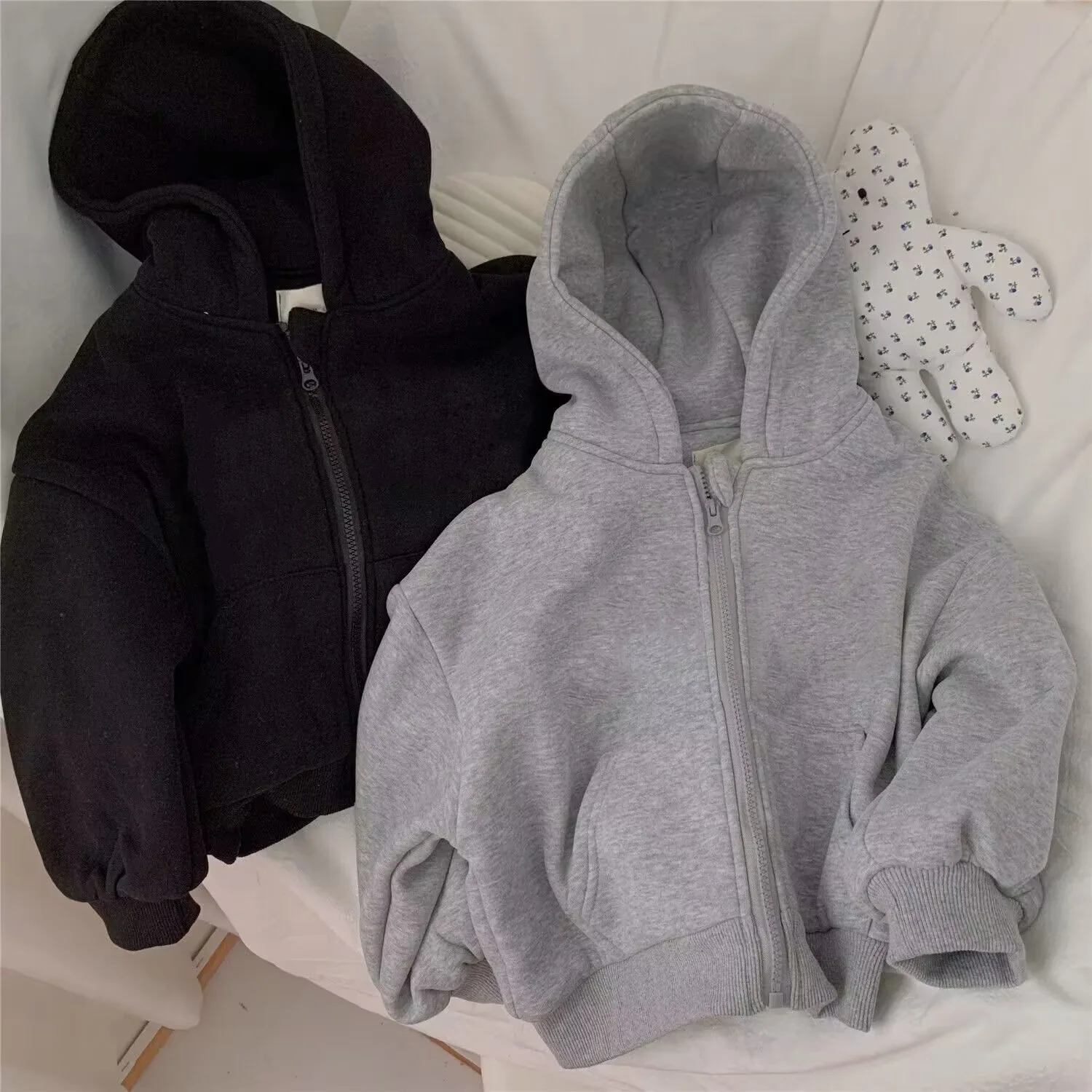 Kids Hooded Jacket Boys Girls Zip Up Hoodie Coat Children Casual Sweatshirt Outerwear Spring Autumn Clothes