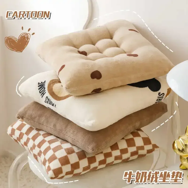 Kawaii Cartoon Seat Cushion - Ultra Soft Milk Velvet Chair Pad | Cute Extra Thick Office & Car Cushion Comfort for Long Sitting