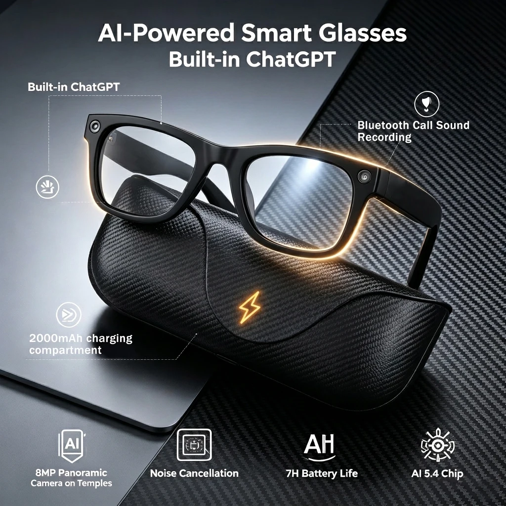 AI Smart Glasses NEW MT5 Ultra Real-time Translation Glasses 800W Pixel Camera Photo Video Recording Smart Wearable Devices