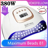 LED Nail Lamp 380W for Gel Nails Fast Curing Dryer with 81 LEDS 4 Timers Professional UV Light for Home Salon Nail Art Tools