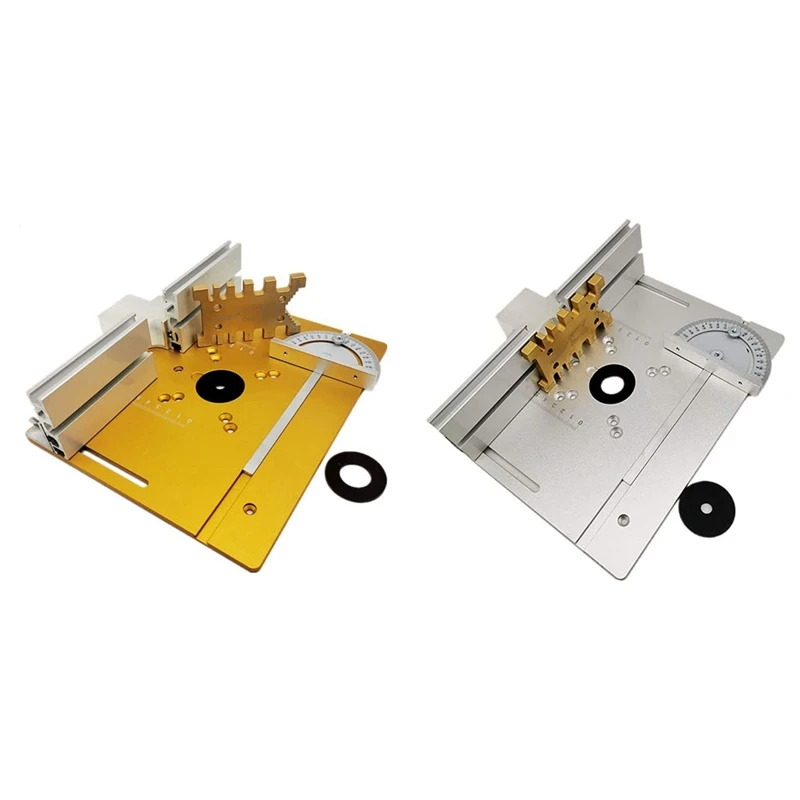 

Upgrade Aluminium Router Table Insert Plate W/Miter Gauge And Tenon Gauge And Fence For Workbenches Wood Router Trimmer