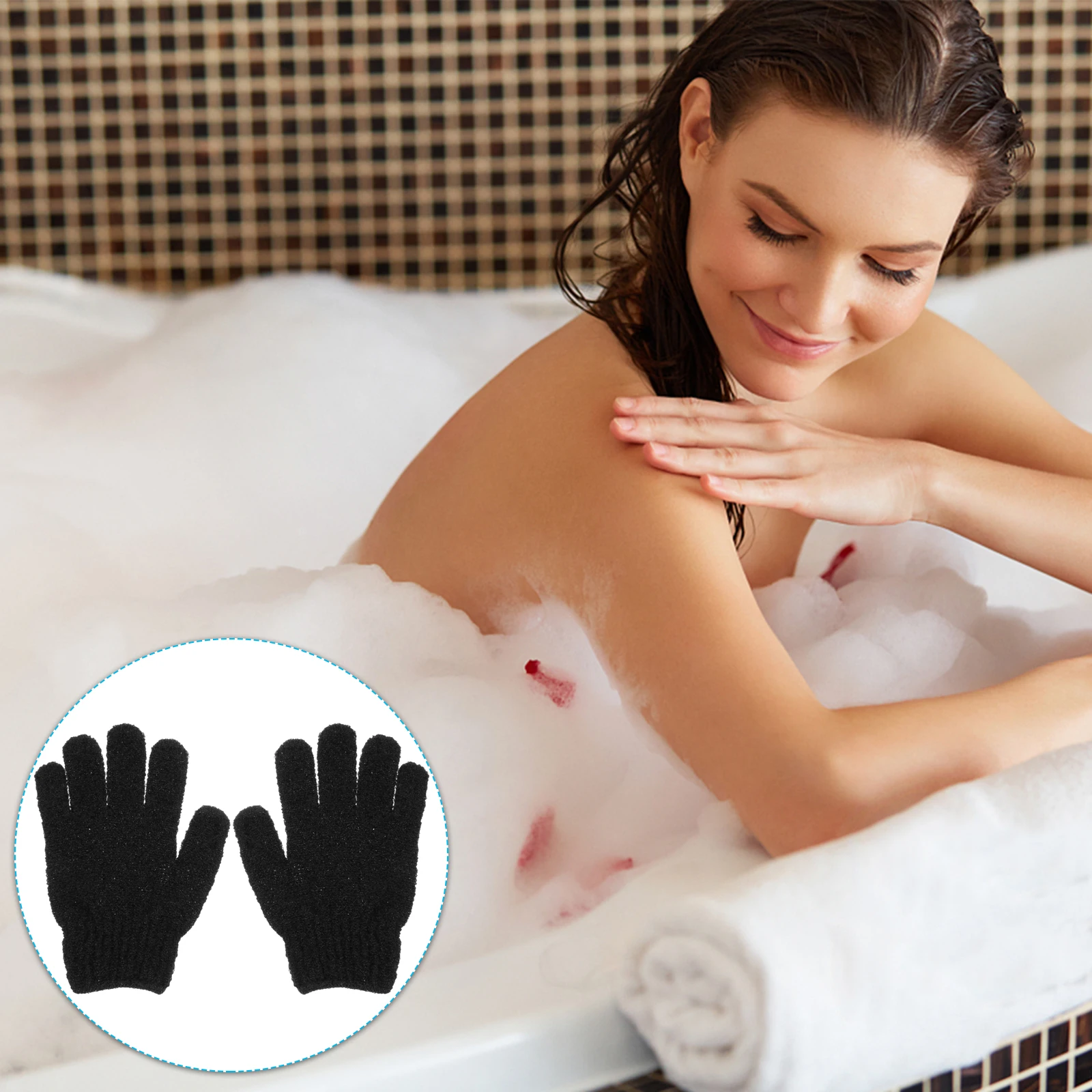 

4pcs Exfoliating Towel Gloves Polyester Deep Cleaning Body Scrubber Dead Skin Removal Shower Bathing Mitten Towel