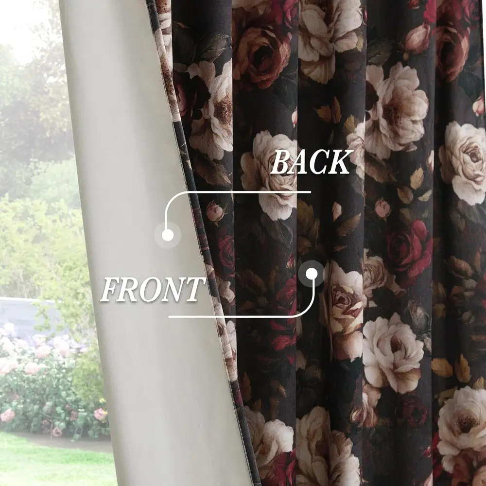 96 Floral Vintage Thermal Insulated Curtains, 50x96, 2-Panel Set for Home Privacy & Style
