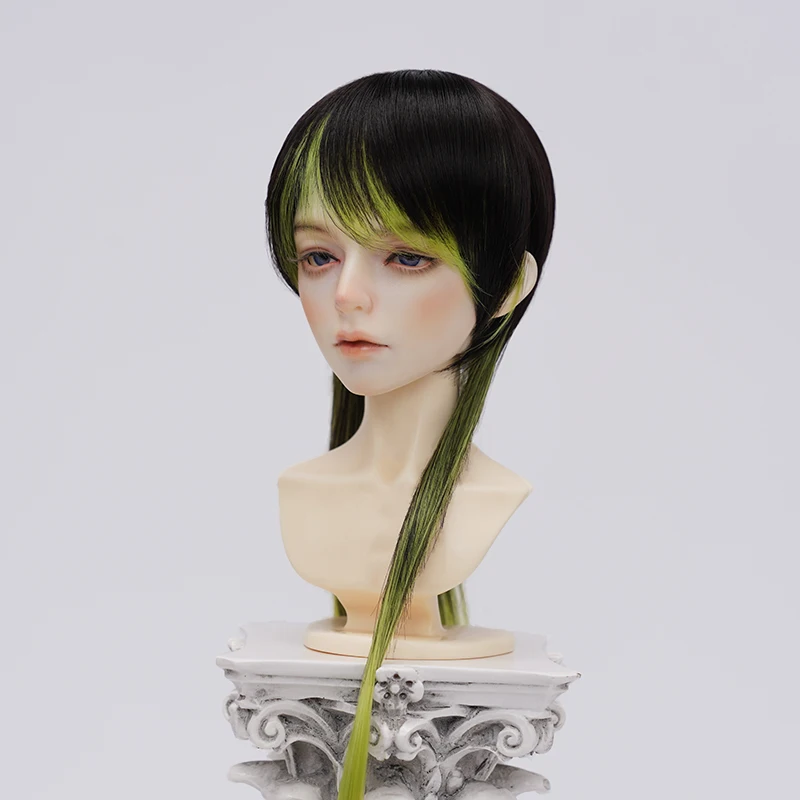 1/3 1/4 1/6 Parrucca per bambola per bambola Bjd Seta morbida Lunga coda di lupo Colori di giunzione Capelli Vestire Casa da gioco Accessori per bambole, Nessuna bambola