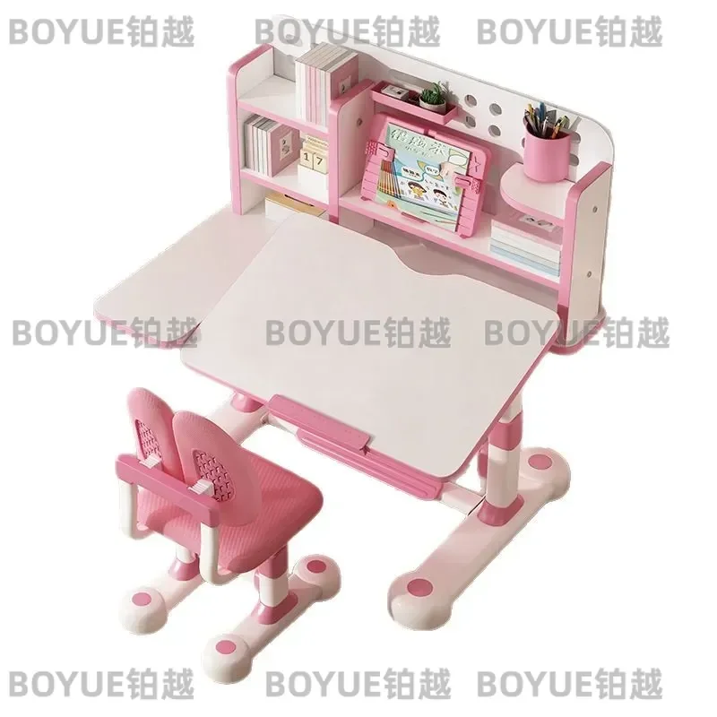 Adjustable Kids Study Desk and Chair Set Ergonomic Writing Table for Primary School Students Height Adjustable Learning
