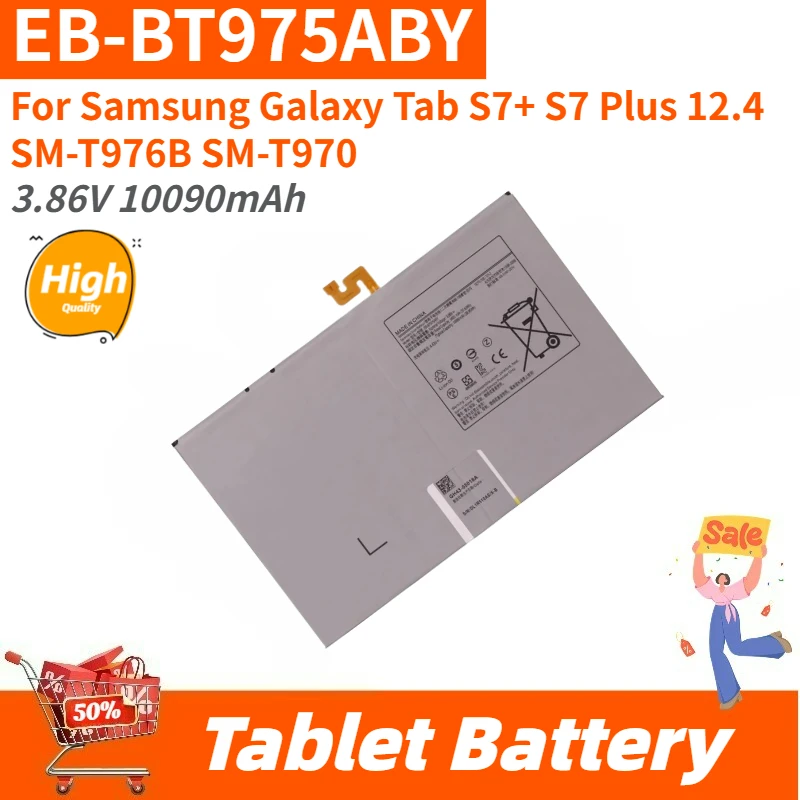 

Аккумулятор для планшета большой емкости EB-BT975ABY 3,86 В 10090 мАч для Samsung Galaxy Tab S7 + S7 Plus 12,4 SM-T976B SM-T970, абсолютно новый