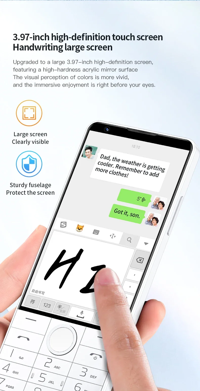 DOOV R70 4 " IPS Screen 4G Touch Keyboard Google Mobile Phone 6GB+128GB Android14 16mp 2600mAh Whatsapp Cellphone