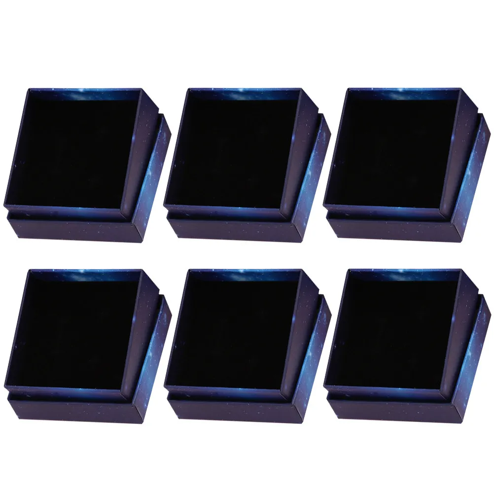 

6 шт. Элегантные подарочные коробки для украшений из прочного картона: для колец, серег, ожерелий, браслетов, декоративные демонстрационные коробки для хранения