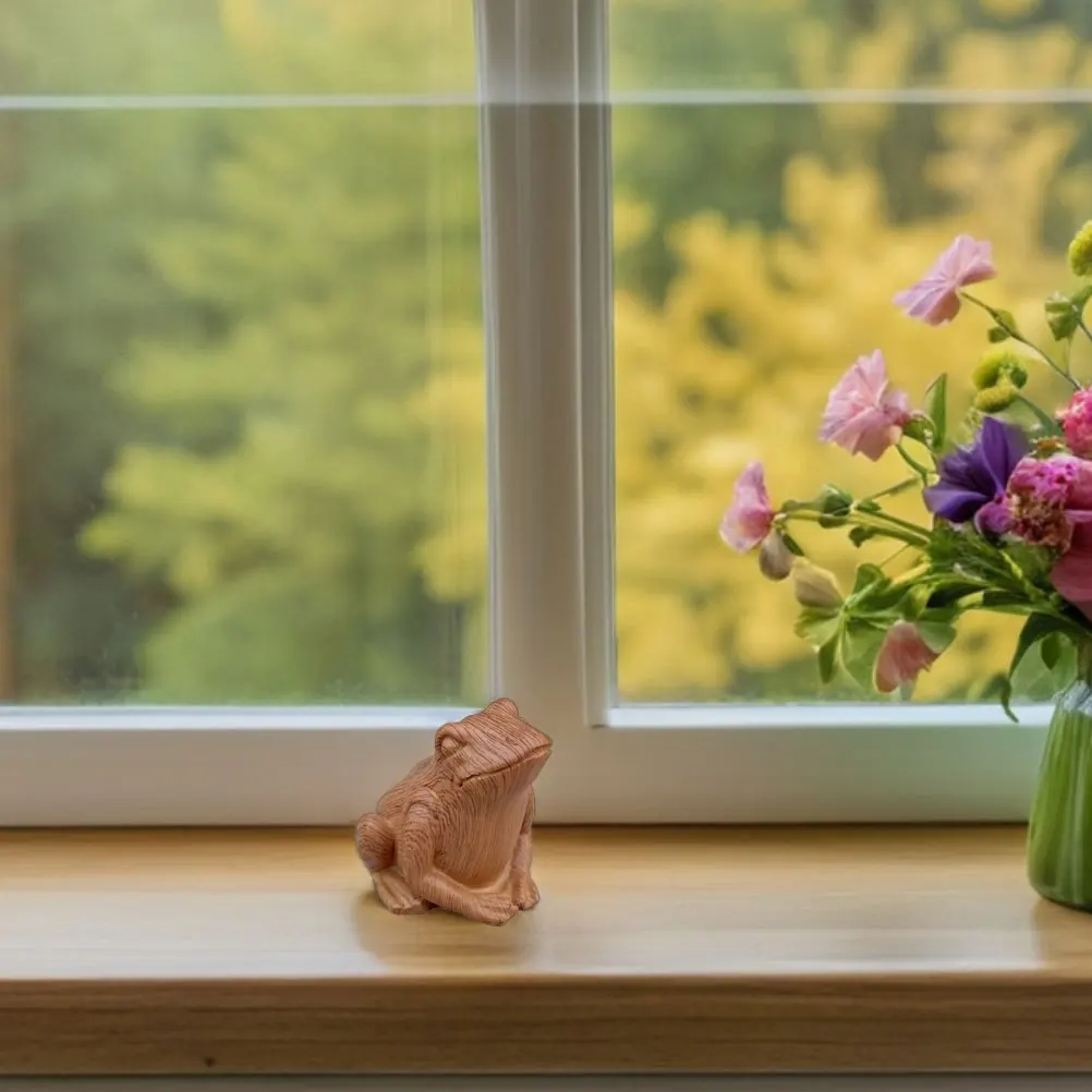 

Resin Frog Statue Wood Grain Cute Sculpture Outdoor Garden Lawn Patio Fairy Garden Terrarium Decor Frog Accent