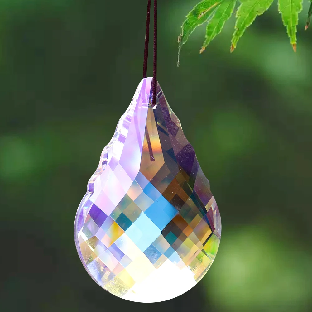 

Muy Bien 89mm Shinning AB Color Crystal Sun Catcher Art Faceted Glass Pendant Prism Chandelier Spare Parts Hanging Decoration