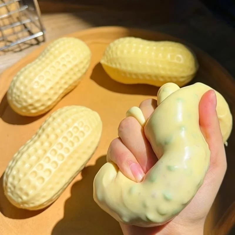 Graźna, chrupiąca piłka antystresowa w kształcie orzeszka ziemnego, ręcznie robiona, miękka w dotyku, zabawka sensoryczna ASMR dla dorosłych.
