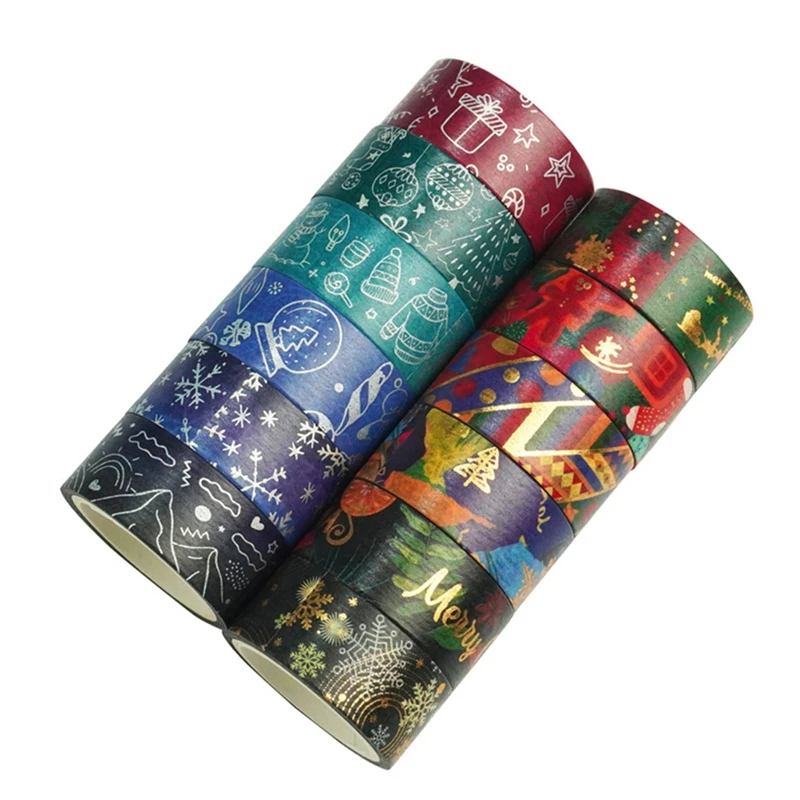 

Christmas Washi Tape Set 12 Rolls Winter Embellishment For Arts, DIY Crafts Planners Wrapping