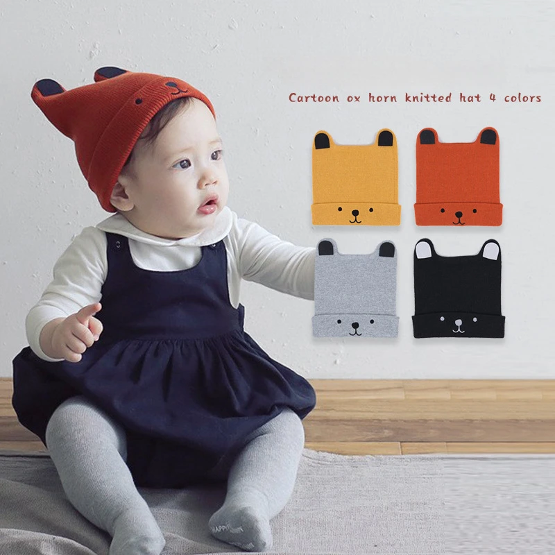 

Baby hat fall and winter Korean version of the fashion warm wool cap cute baby cap baby knit cap baby accessories newborn