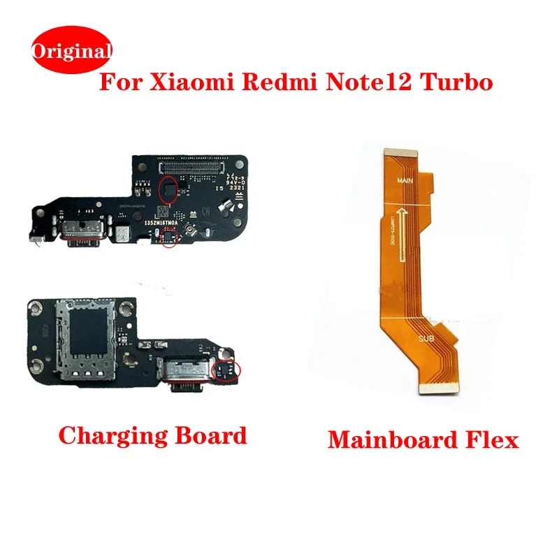 For Redmi Note12 Turbo USB Charging Dock SIM Card Slot Mic Fast Charge Board Mainboard Flex Cable Repair Parts