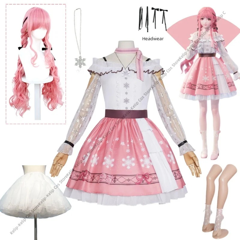 インフィニティ-ニッキ-コスプレ衣装-ウィッグ付き-ピンク-スターターコスチューム-スターライトプリンセスドレス-女性用-ガールズ-カーニバルパーティー-フルセット