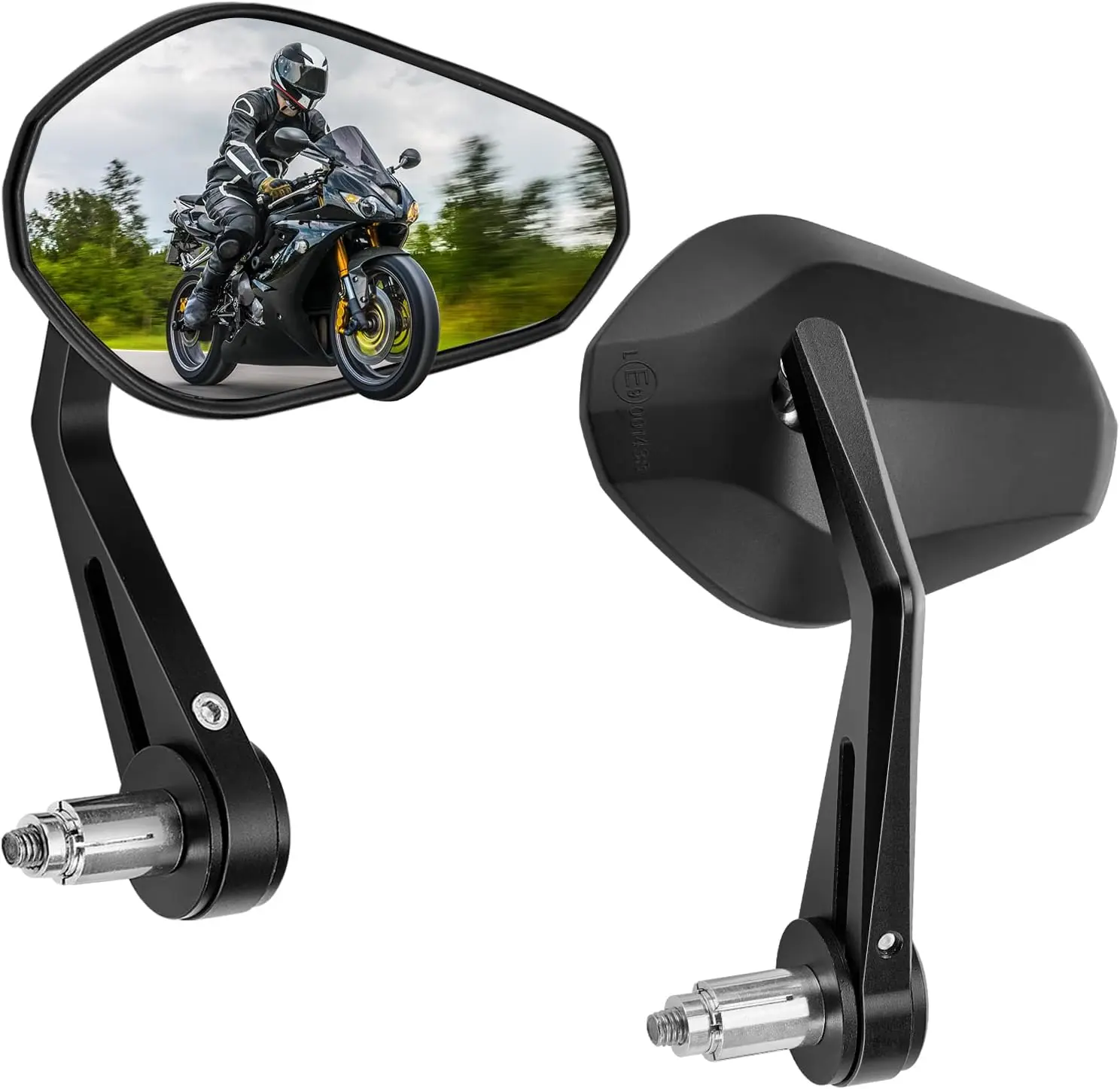 Bar End Mirrors for Scooters and Motorcycles, Universal 7/8 Inch Handlebar Fit, Compatible with 13-16mm or 17-19mm M6/M8 Bolts