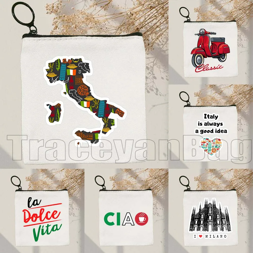 

Love The Colosseum Italy Florence Rome Milan Italian Roman Italia Fan Gifts Canvas Coin Purse Key Case Small Bag Wallet Pouch