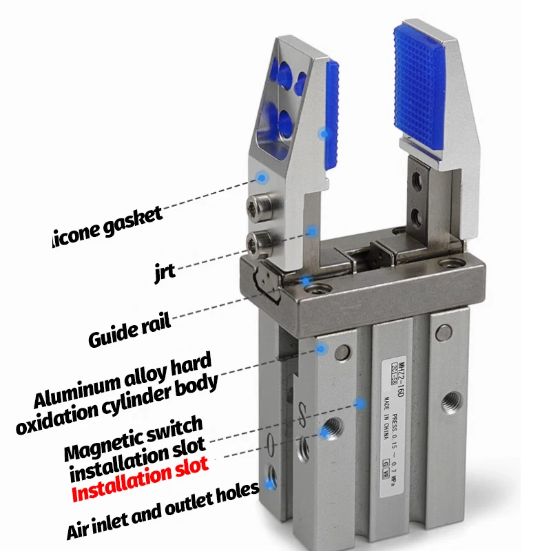 Pneumatischer Fingerklauenzylinder mit Silikonpolster, Zubehör, mechanischer Greifer, pneumatisch MHZ2-10 MHZ2-16D MHZ2-20D MHZ2-25D – Detail 2