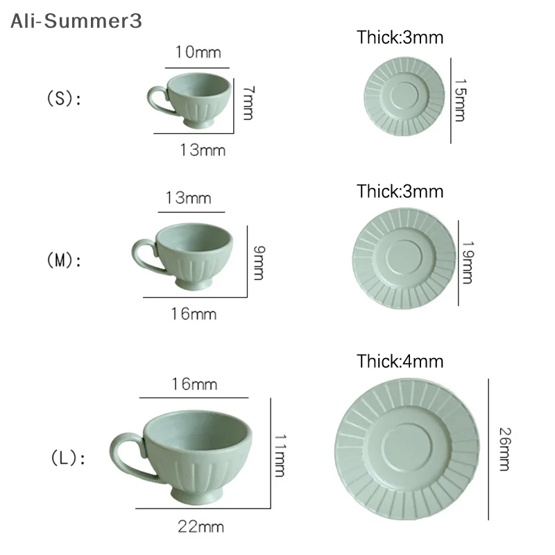 (YY)2Pcs/Set 2025 New 1:12 Dollhouse Miniature Accessories Coffee Cup and dish Plate Toy for Dollhouse Dining Ware Decoraiton