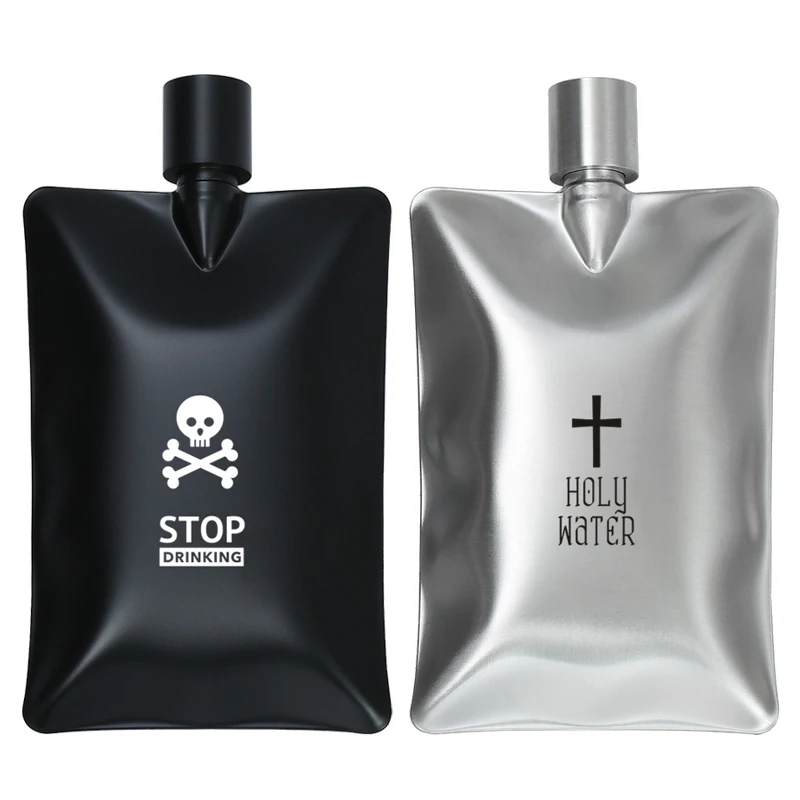 

6oz 172ml 304 Stainless Steel Hip Flask Custom LOGO Black Whisky Vodka Flagon Alcohol Water Bottle Portable Drinkware Man Gift