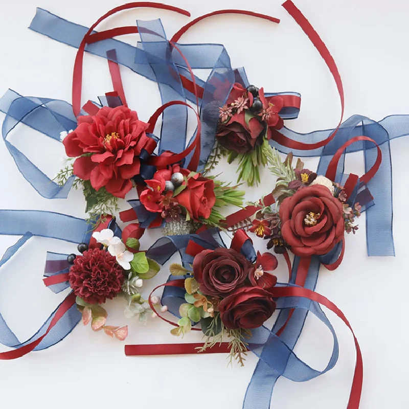 Boutonniere En Pols Corsag Bruiloft Benodigdheden Banket Gasten Gesimuleerde Bloemen Bruidegom En Bruid Handbloemen Groene 534