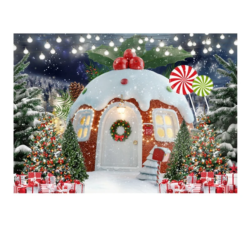 210X150cm Christmas Background Cloth Christmas Snow House Multifunctional Convenient Photography Background Cloths Easy To Use
