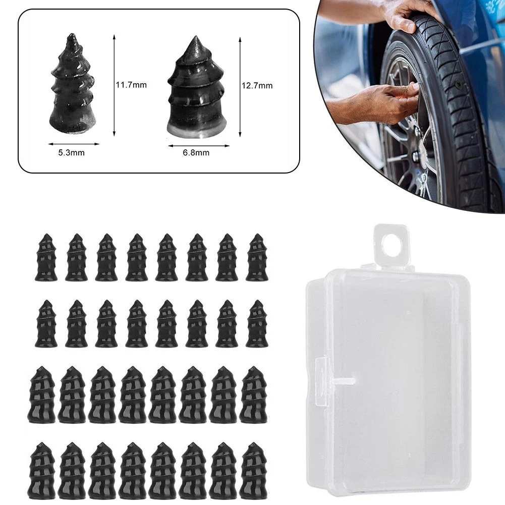 

32PCS Car Vacuum Tire Repair Nails Rubber Screw Nail Tool Car Motorcycle Scooter Tubeless Tire Repair Kit With Box