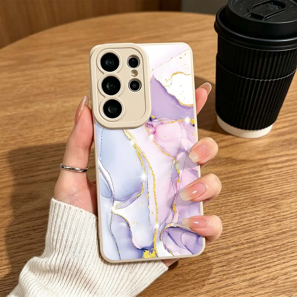 Purple Pink Gold Art For Samsung Galaxy S26 S25 S24 S23 S22 S21 S20 Ultra Plus A15 A35 A54 A55 Soft Cover Phone Case