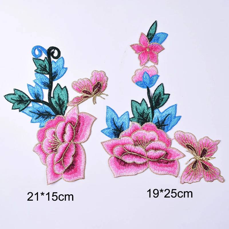 Rosa Blumen-Applikationen, Stickerei-Aufnäher, Stoff für Abendkleider, Vorhang-Accessoires, zum Aufnähen, Spitzen-Aufnäher, DIY-Reparatur – Detail 4