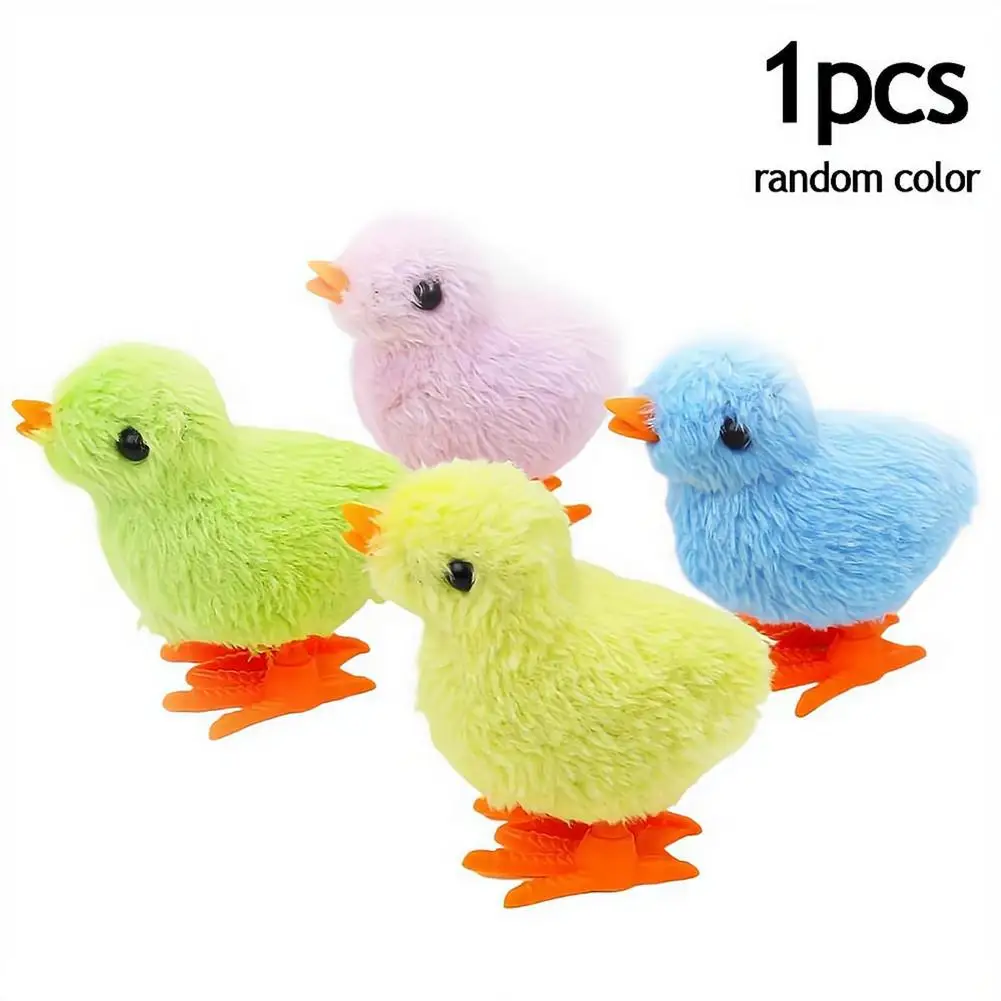

1Pc Clockwork Hopping Chicken Toy, Wind Up Jumping Plush Chick for Interactive Play, Funny Walking Toy Color Random