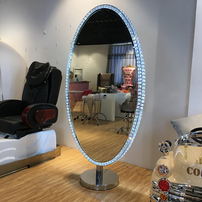 Wholesale salon mirrors hairdresser round double sided salon styling stations triple seaters hairdressing mirror