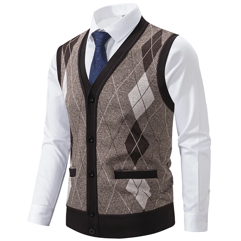 

Men's Knit Vest Cardigan Button Sleeveless Sweater Vests Party Husband Smart Casual Knit Cardigan Vests for Dad